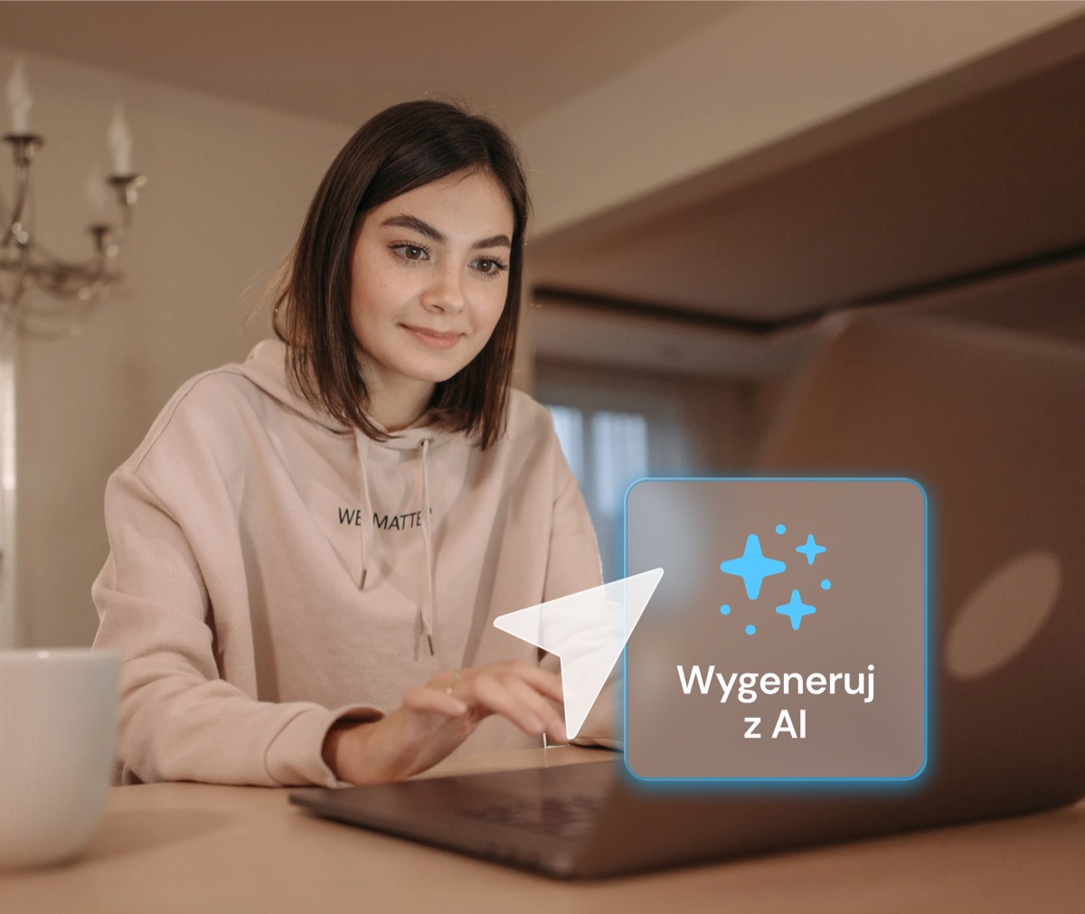 Regeneracja sekcji jednym kliknięciem — kobieta z laptopem